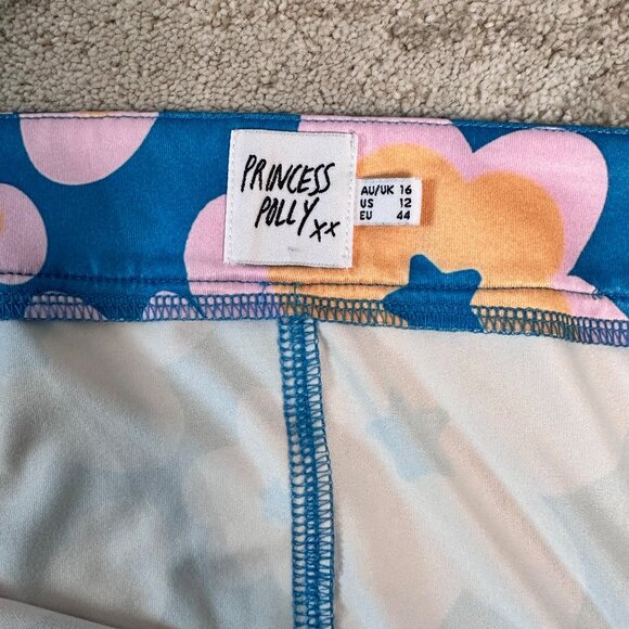 Princess Polly Women's Floral Print Mini Skirt Size 12 Blue Pink Yellow NWOT - Picture 5 of 6